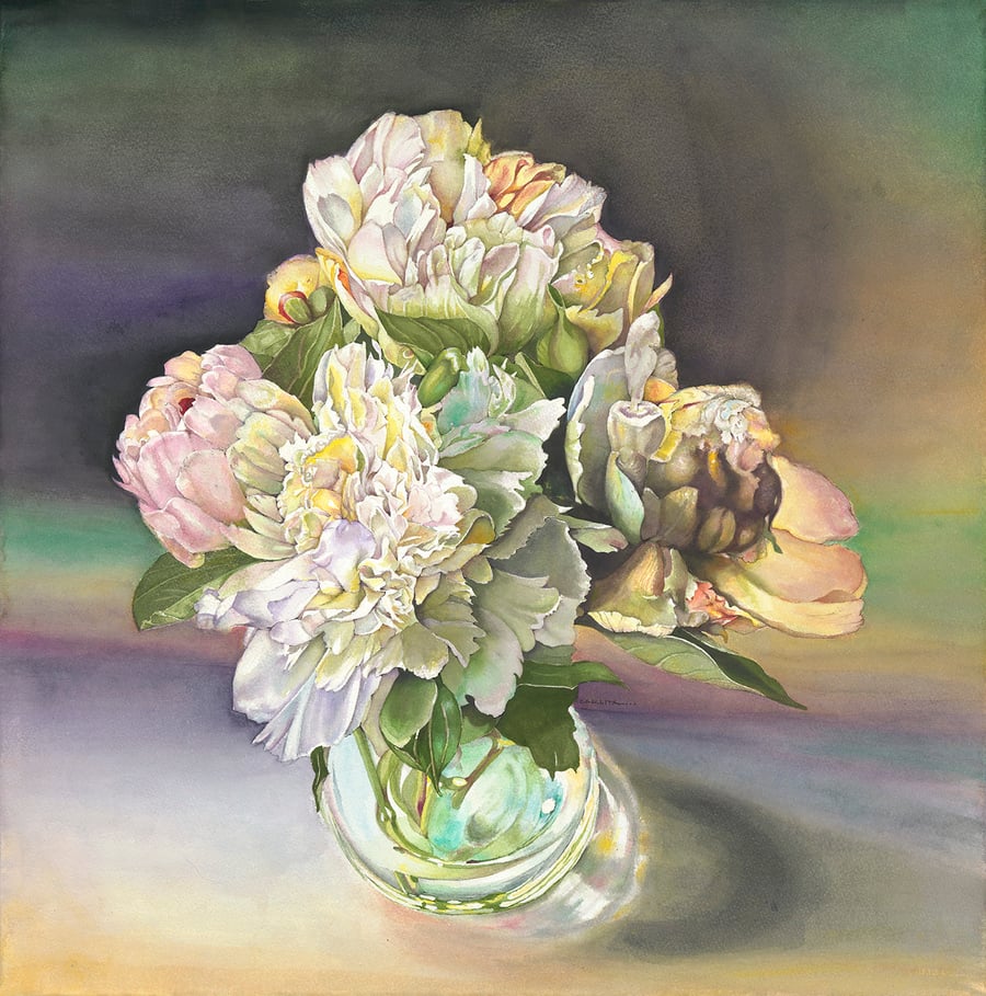 Image of WHITE PEONIES (Unframed)