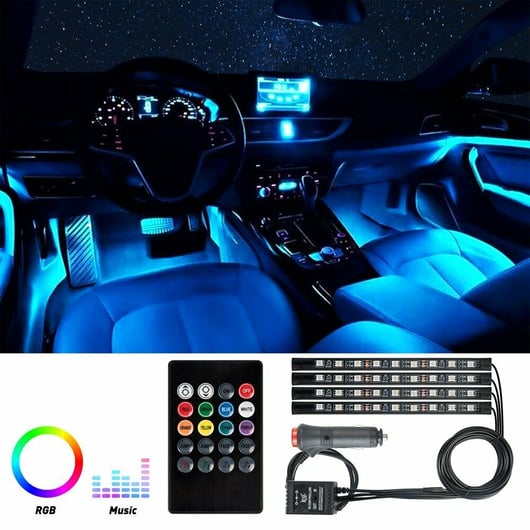 4X 36 LED Car SUV Interior Decor Neon Atmosphere Light Strip Music ...