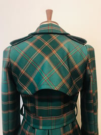 Image 5 of Green tartan wool belted trench coat