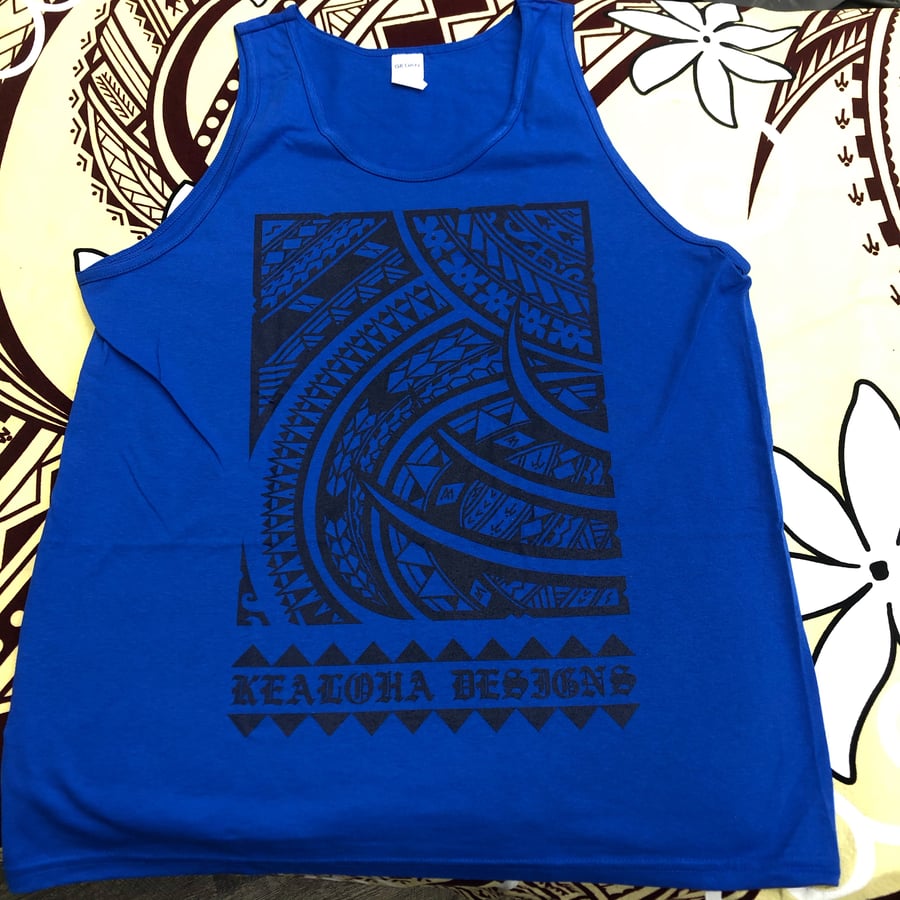 Image of 2.0 All Tribal Blue Tank Top (Dark) 