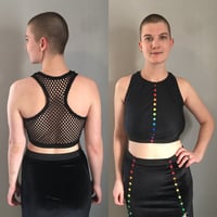 Image 1 of Fishnet Racer Back Crop Top 