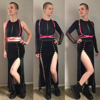 Image 1 of Velvet Rainbow Snap Maxi Skirt