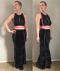 Image 3 of Velvet Rainbow Snap Maxi Skirt