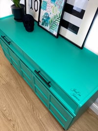 Image 3 of Vintage Mid Century Modern Retro NATHAN SIDEBOARD / TV UNIT / DRINKS CABINET painted in aquamarine