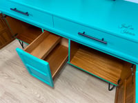 Image 5 of Vintage Mid Century Modern Retro NATHAN SIDEBOARD / TV UNIT / DRINKS CABINET painted in aquamarine