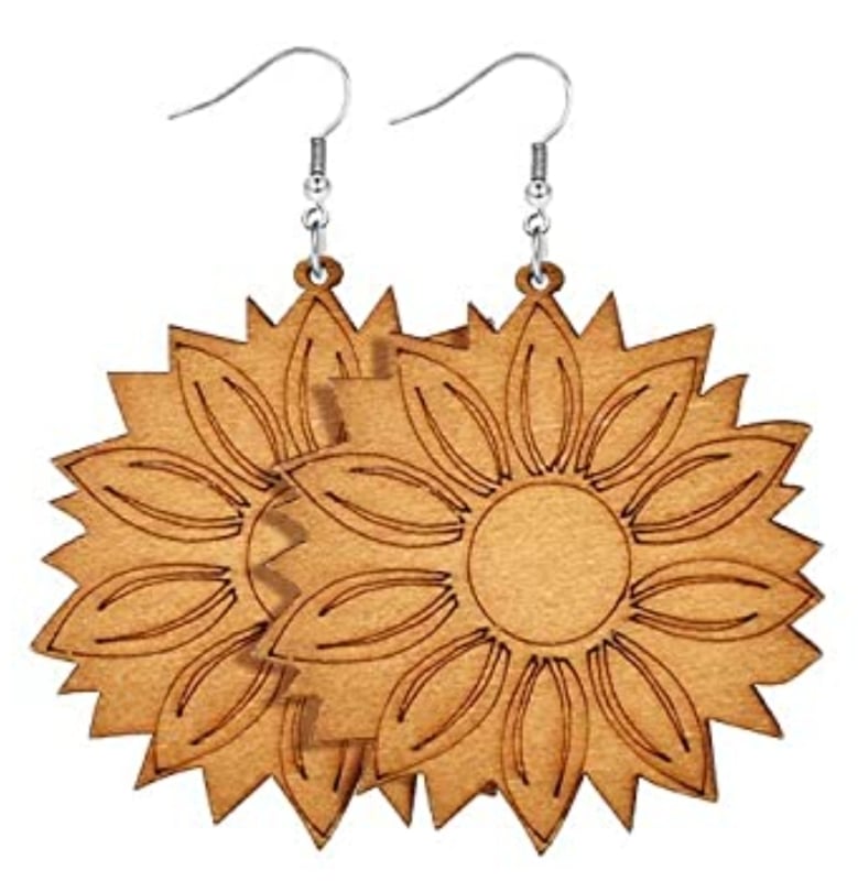 Image of Wooden Sun Earrings