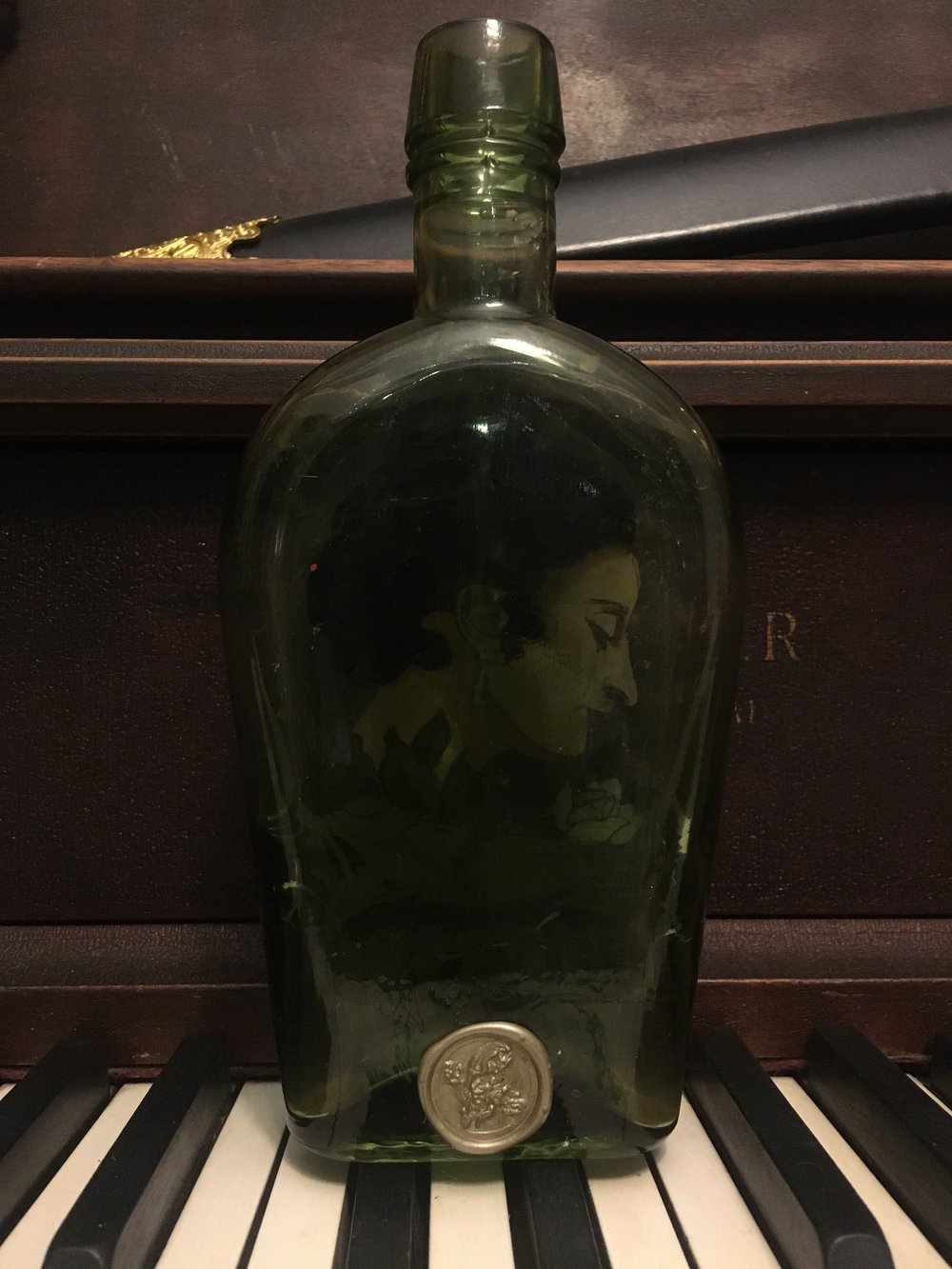 Vintage Lady Face Glass Bottle