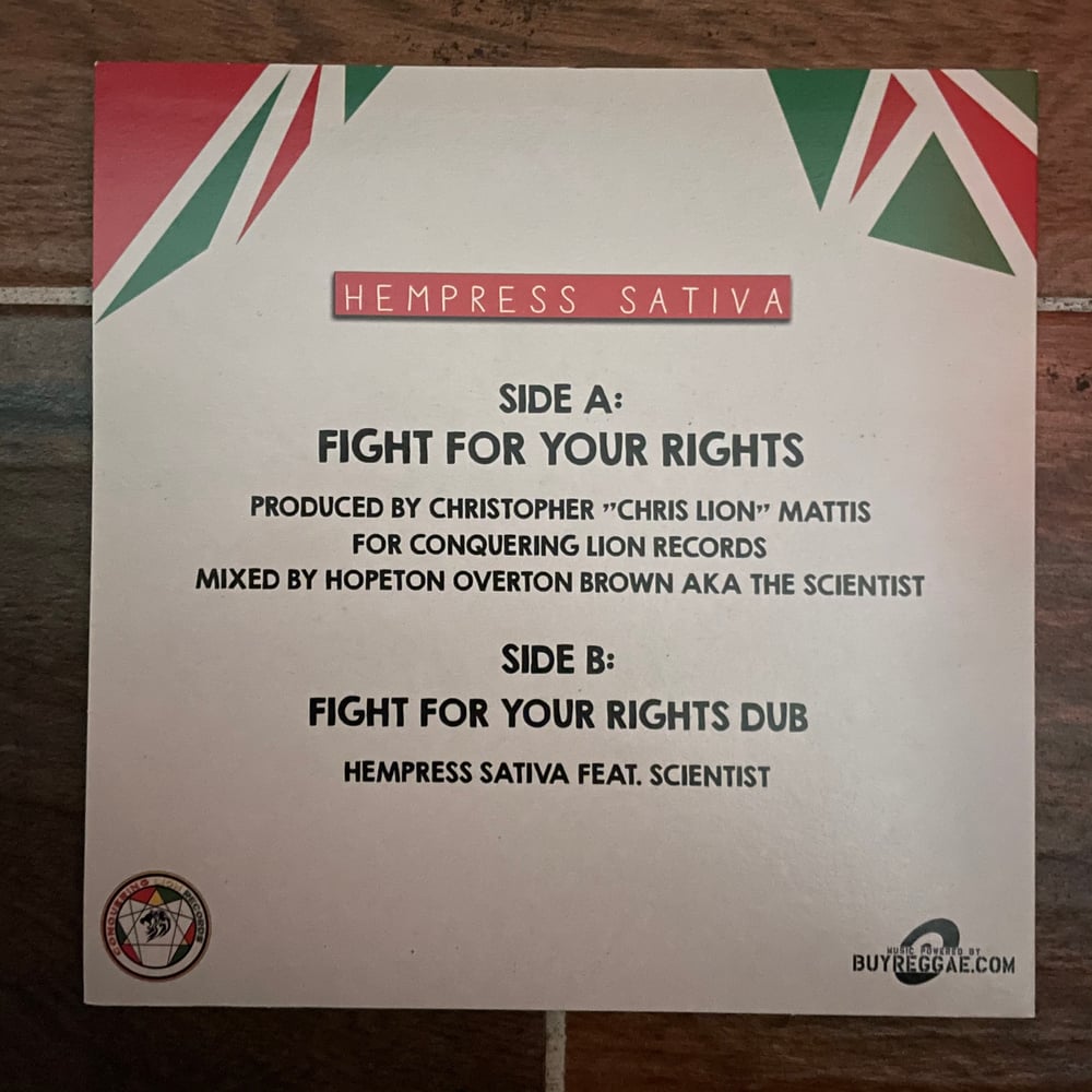 Image of Hempress Sativa - Fight For Your Rights 7” Vinyl