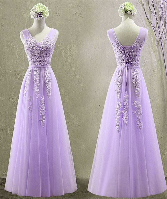 Lovely Light Purple Tulle Long Party Dress 2021, Floor Length Prom Dress