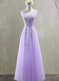 Image 2 of Lovely Light Purple Tulle Long Party Dress 2021, Floor Length Prom Dress