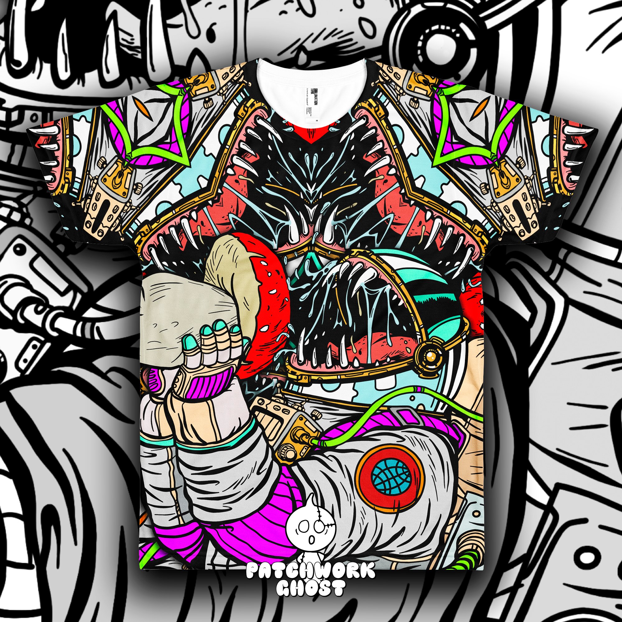 Patchwork Ghost Psychonaut All Over Print Shirt