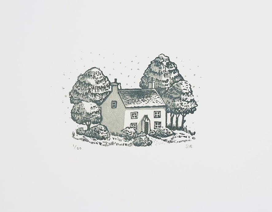 Image of Winter House - Linocut