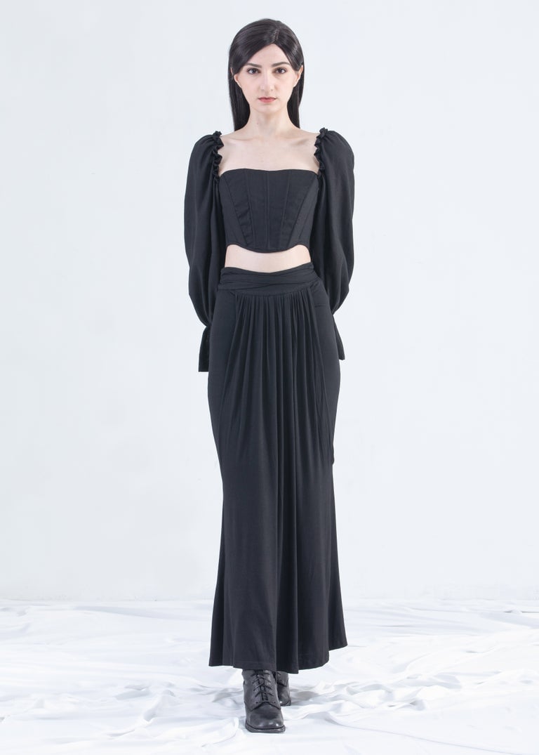 Image of SAMPLE SALE - Long Draped Mermaid Skirt With Front Ties