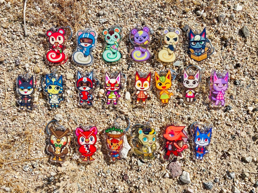 ACNH: Small Glittering Friends Keychains