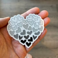 Image 1 of 3” White to Black ombré Heart of Heart Sticker