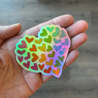 Image 1 of 3” Holographic Rainbow Heart of Hearts
