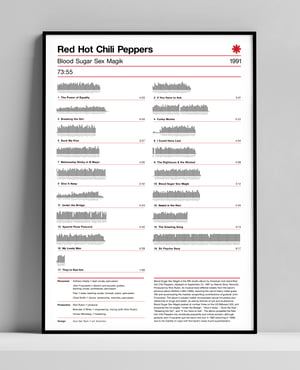 Image of Red Hot Chili Peppers Blood Sugar Sex Magik Album Sound Wave Screenprint