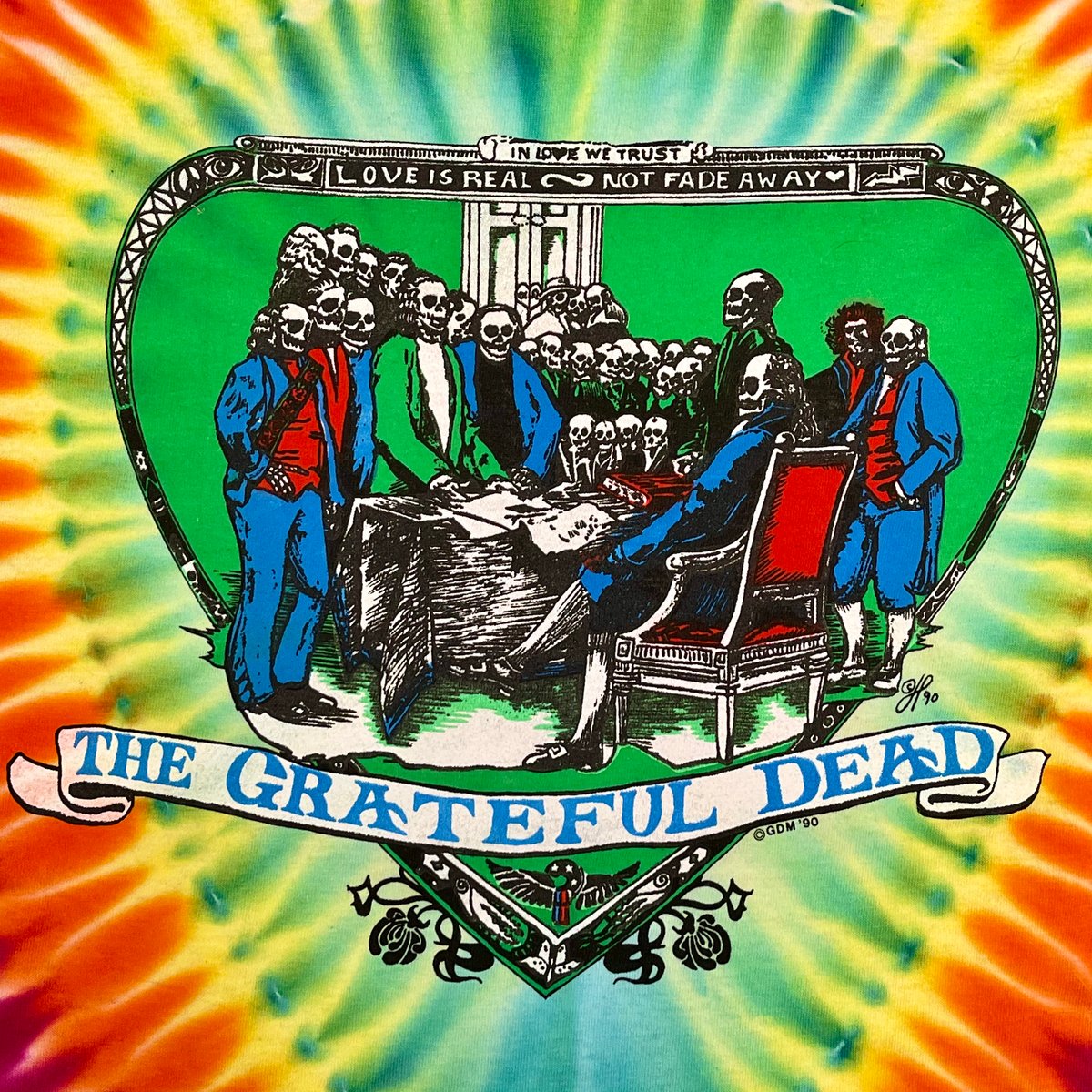Original Vintage Grateful Dead Philly 25 Years NFA 1990 Dye! XL )