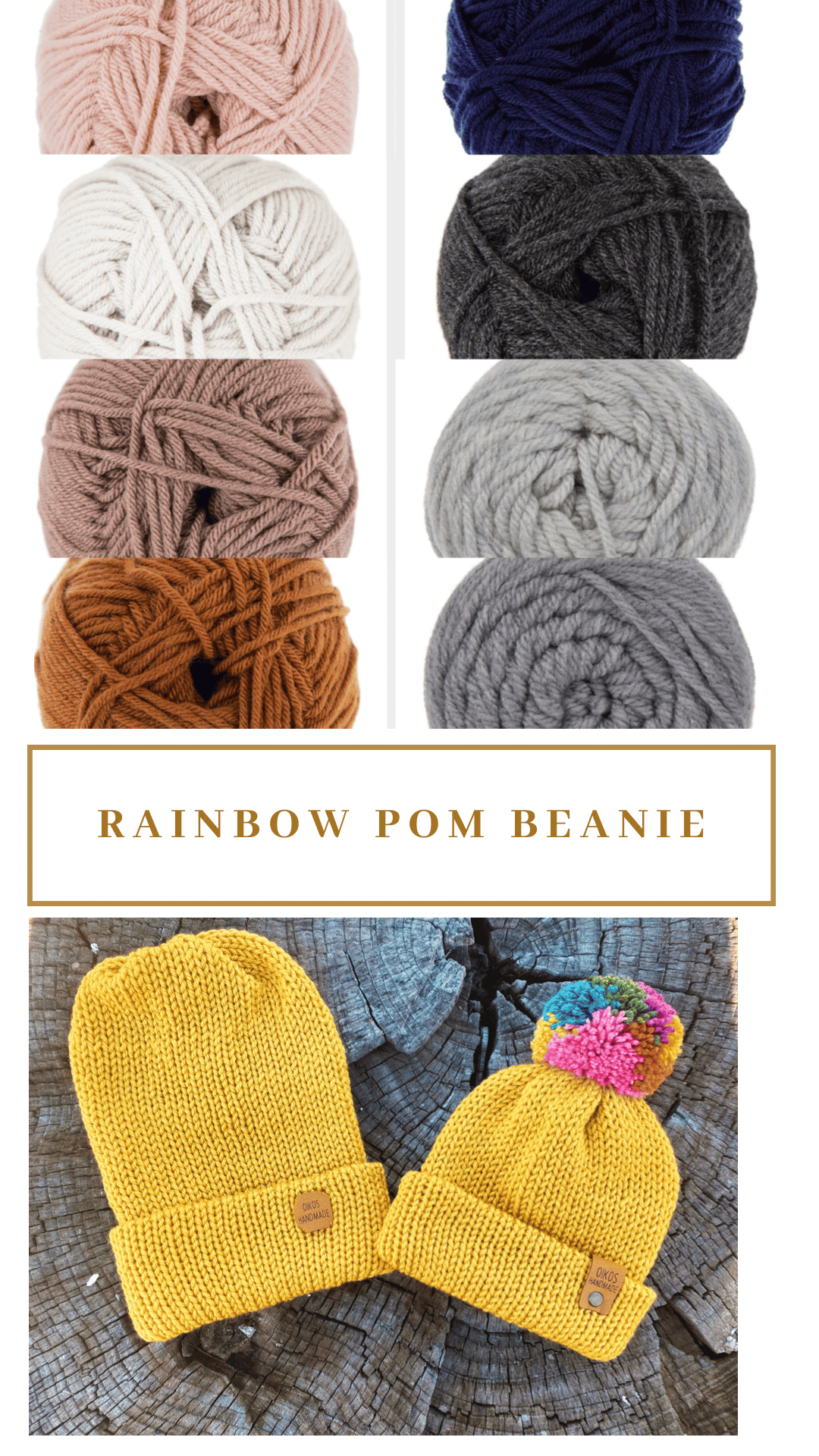 Image of Rainbow Pom Pom Beanie