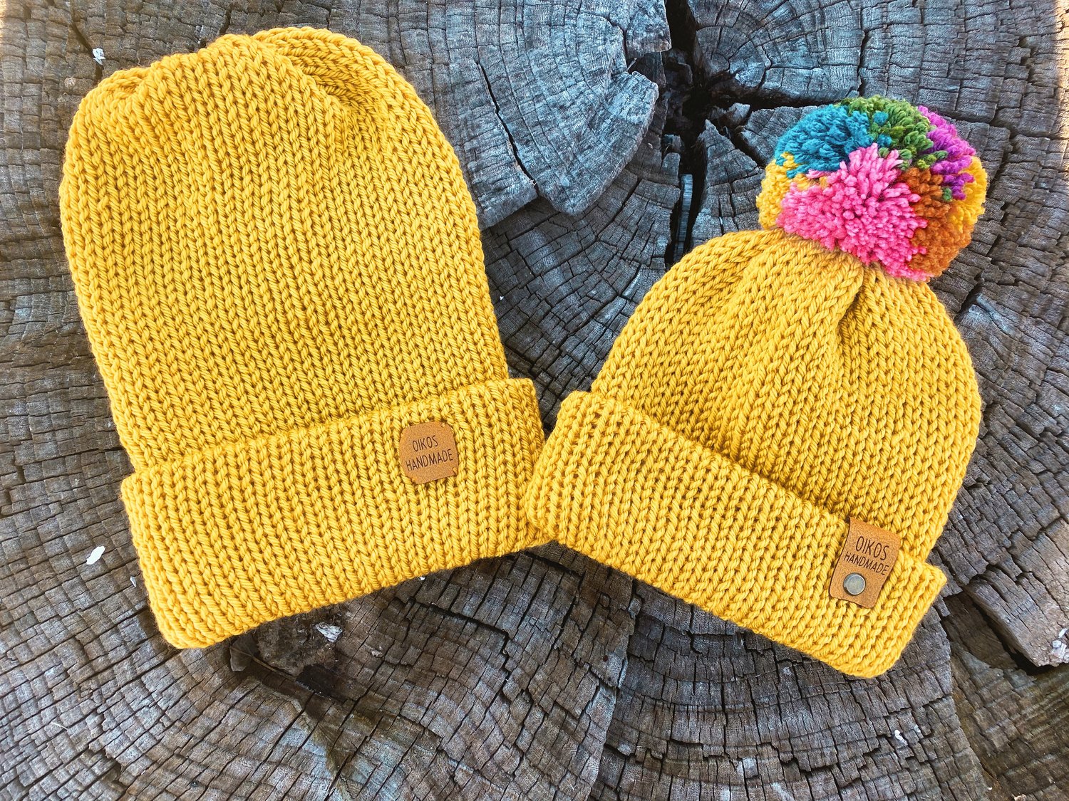 Image of Rainbow Pom Pom Beanie