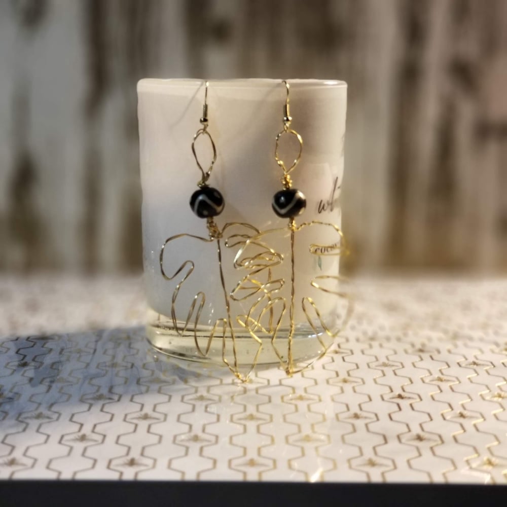 Image of Monstera leaf wire earrings
