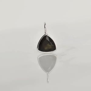 Image of Natural Dark Green Sapphire trillion cut silver necklace
