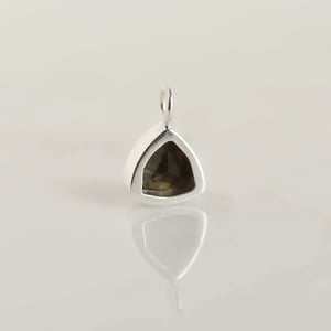 Image of Dark Green Sapphire trillion cut silver necklace