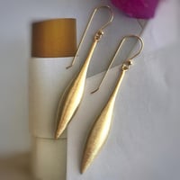 Image 1 of Elongated Drop Gold Earrings