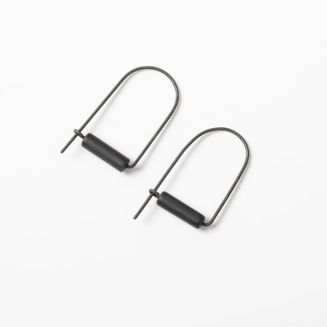 EARRINGS silver -onyx   #034-67