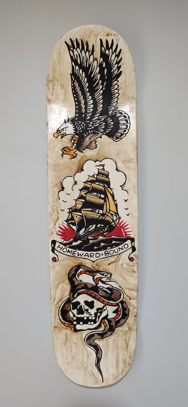 Sailor Jerry skateboard hand made