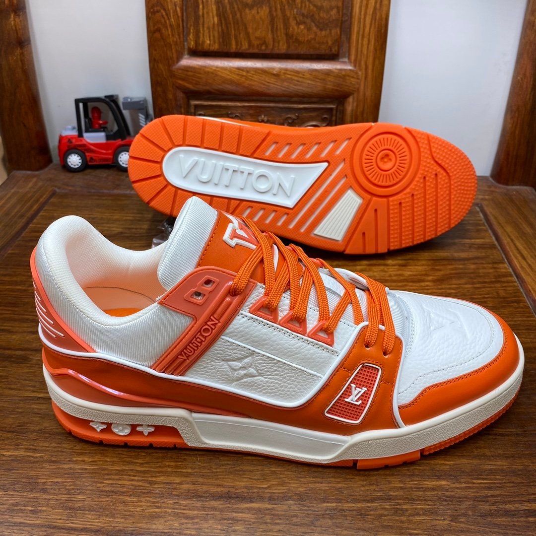 LOUIS VUITTON VIRGIL ABLOH TRAINER SNEAKER ORANGE-WHITE COLOR