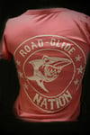 Road Glide Nation OG Short Sleeve Ladies V-Neck Pink Shirt. (White Ink)