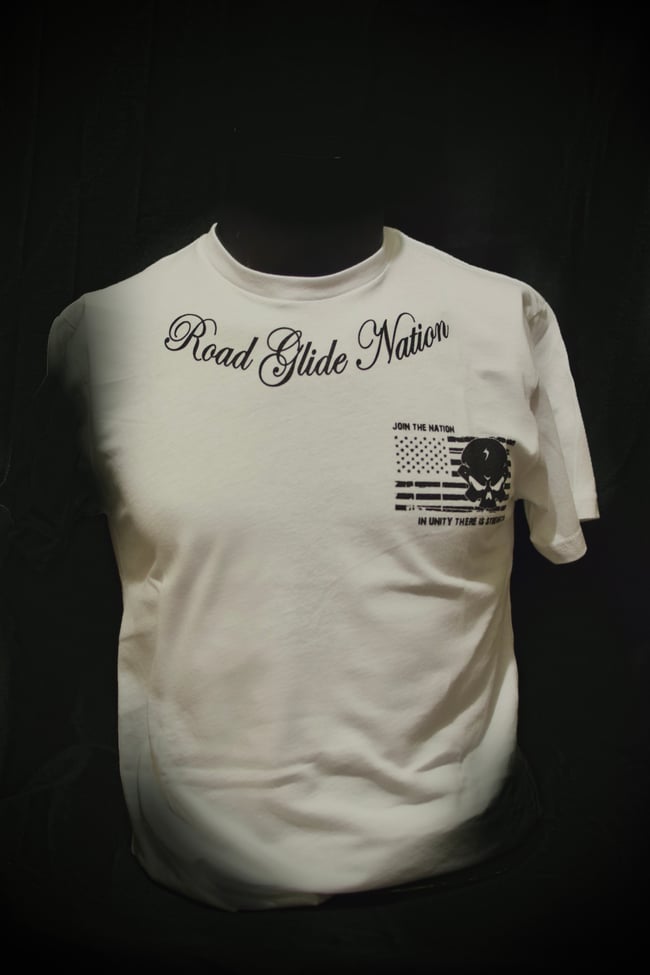 Road Glide Nation OG Short Sleeve White Shirt. (Black Ink)