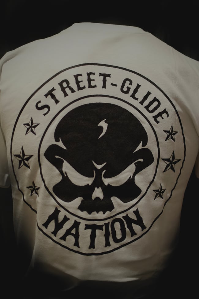 Street Glide Nation OG Short Sleeve White Shirt. (Black Ink)