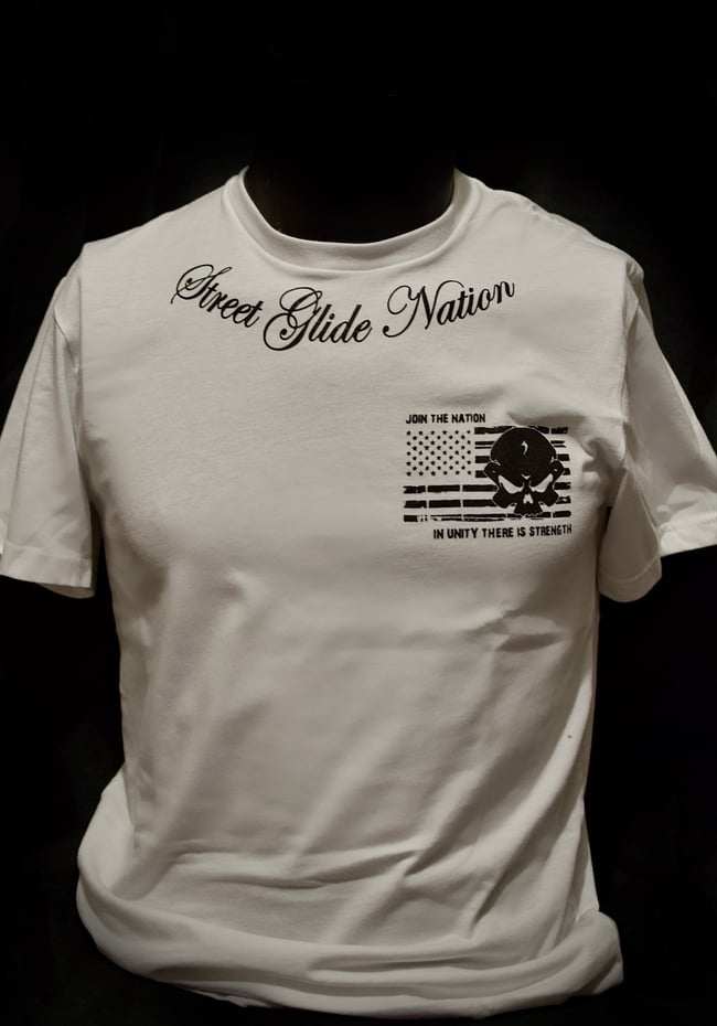 Street Glide Nation OG Short Sleeve White Shirt. (Black Ink)
