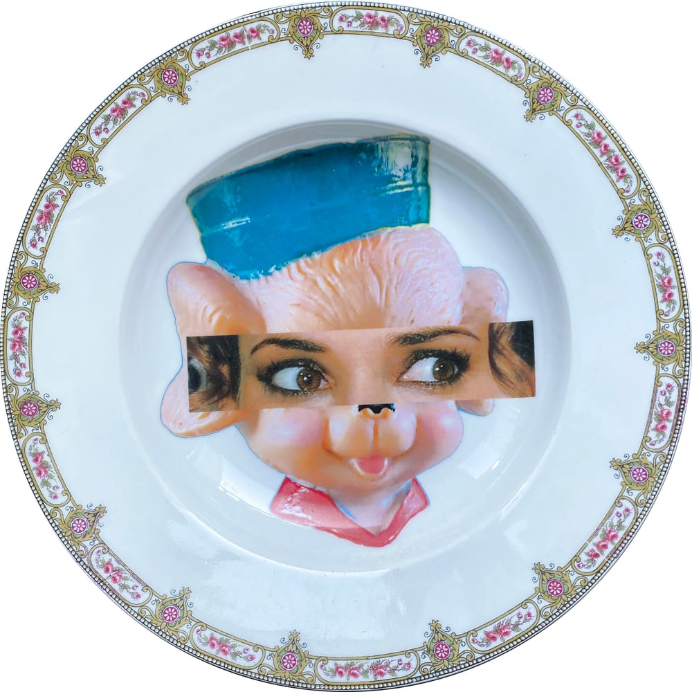 Image of Eyeconic - Winona Kitsch Face - Vintage French Porcelain Plate - #0750
