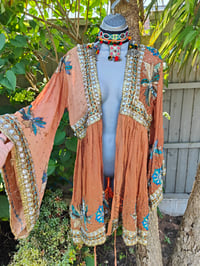 Image 8 of Sienna Glitter wrap dress -Beige