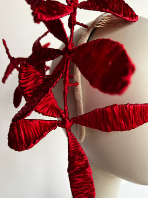 Image of Red raffia headpiece  SOLD