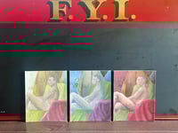 Image 1 of Three Acrylic Figures on Canvas Board 
