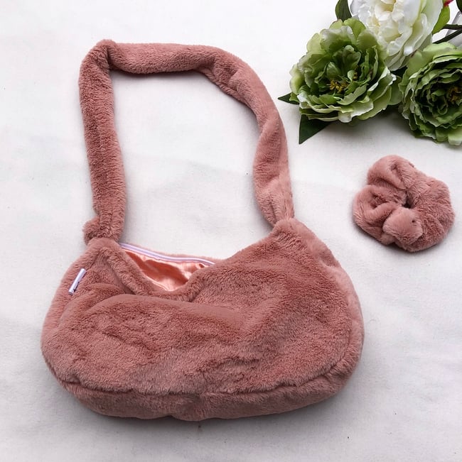 Super soft plush faux fur bag 