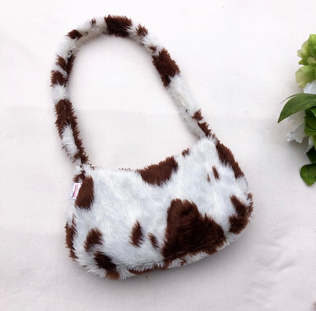 Sustainable faux fur cow bag 