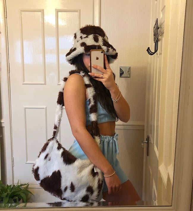 Sustainable faux fur cow bag 