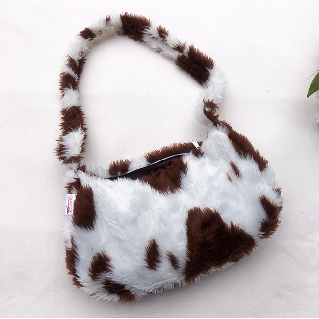 Sustainable faux fur cow bag 