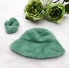 Sage green short hair faux fur hat 