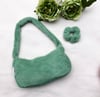 Sage green short hair faux fur bag 