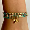 Gold Plated Bee Claspless Beaded Bracelet