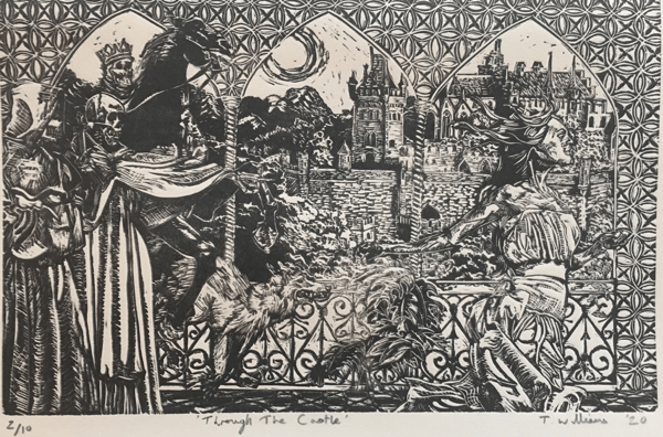 Image of Running Through The Castle linocut
