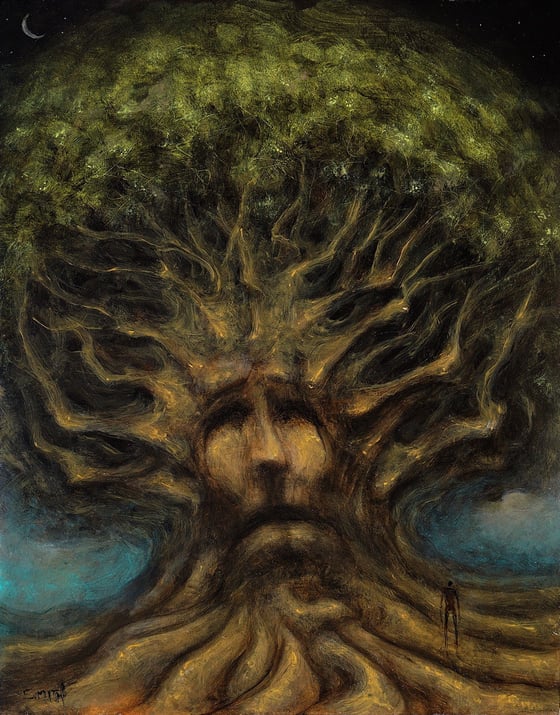 Image of untitled (old tree) original oil painting on wood panel