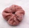 Plush faux fur dusky pink scrunchie