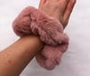 Plush faux fur dusky pink scrunchie